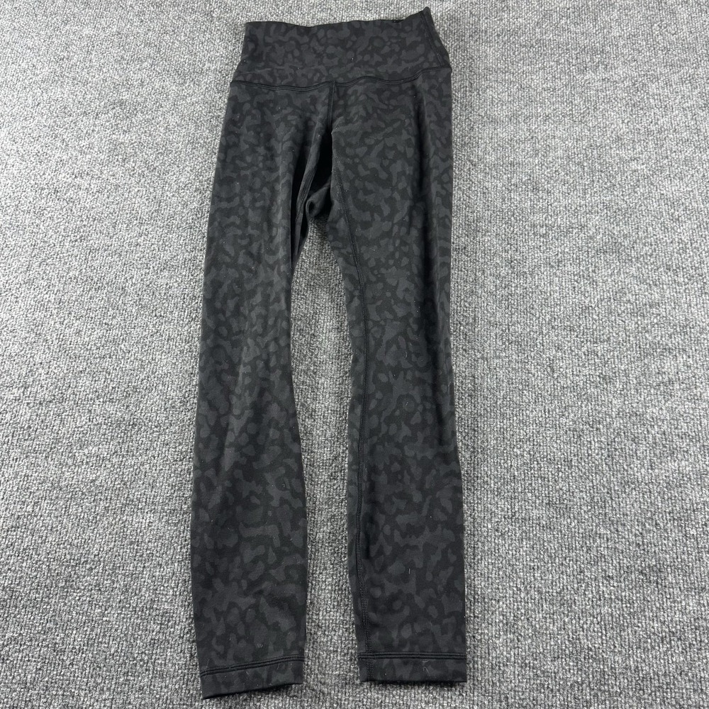 Lululemon Leggings Womens 2 Black Animal Print Ankle Yoga Pants Gym Workout